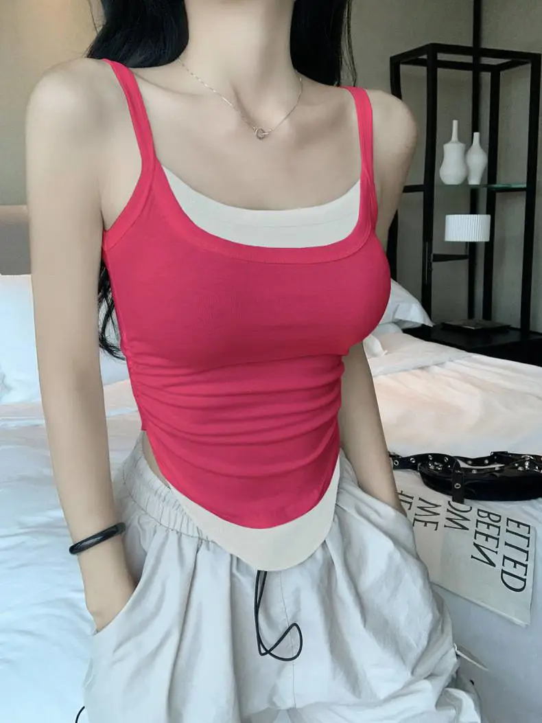 夏季辣妹吊带上衣如何找货源找厂家拿货简约学生基础款打底衫