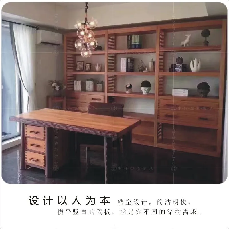 牛仔部落 红胡桃木书房书柜北欧艺家实木家具 西部牛仔骑士家具