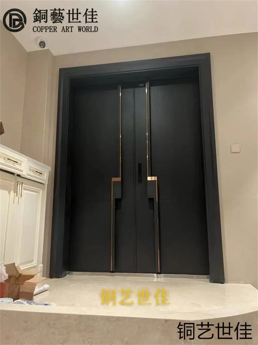 豪华别墅入户精雕铸铝门 家用现代雕花铝艺大门 定制非标门