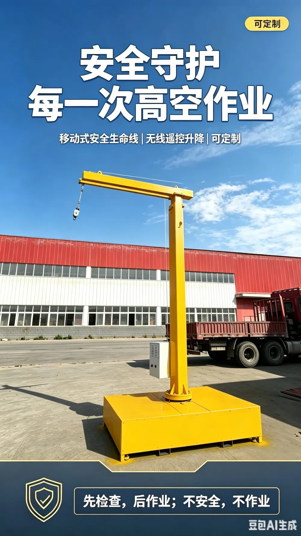 移动式水平生命线 6米标高 带防坠器 免维护
