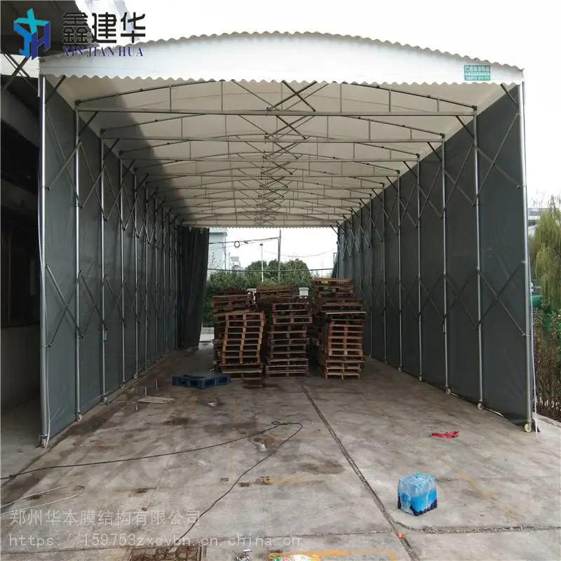 厦门膜结构促销棚电动控制棚悬空电动雨棚