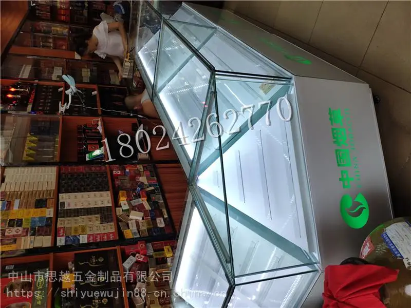 木质烤漆烟柜展示柜商场超市专用带收银台陈列柜