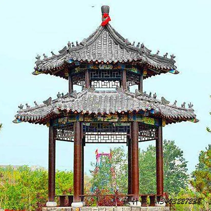 张家口塑木凉亭设计 古建凉亭 现代凉亭长廊施工