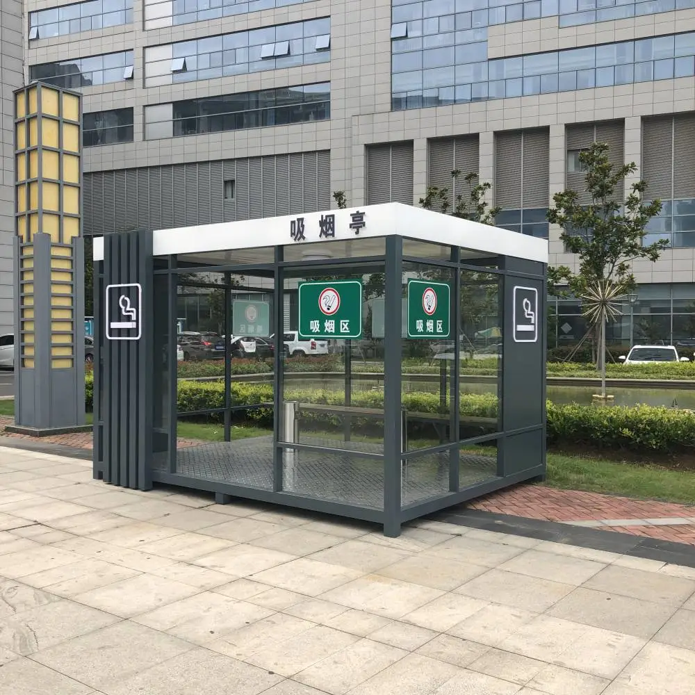 工厂吸烟亭异形吸烟室工地移动式防腐吸烟房订制厂家