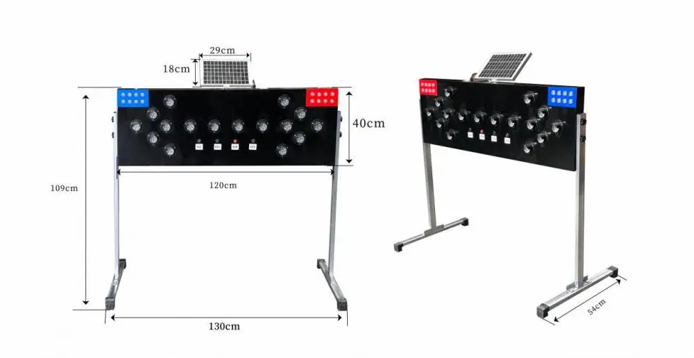 安徽六安太阳能 LED 标牌灯 1.2×0.4 黑壳 单排 道路施工红蓝爆闪诱导导向警示牌