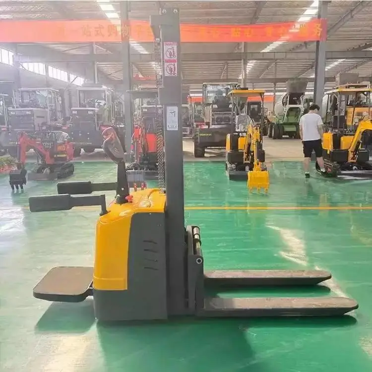 半电动堆高车升高叉车半自动升高车全电动搬运举升堆高车