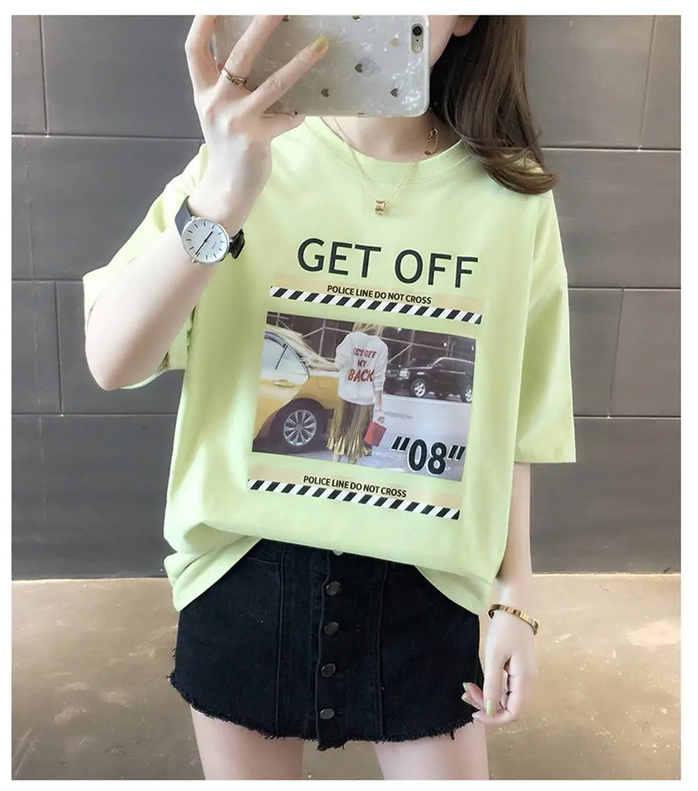 广东潮州***破坏王短袖女上衣上海七浦路服装批发市场T恤女短袖宽松简约