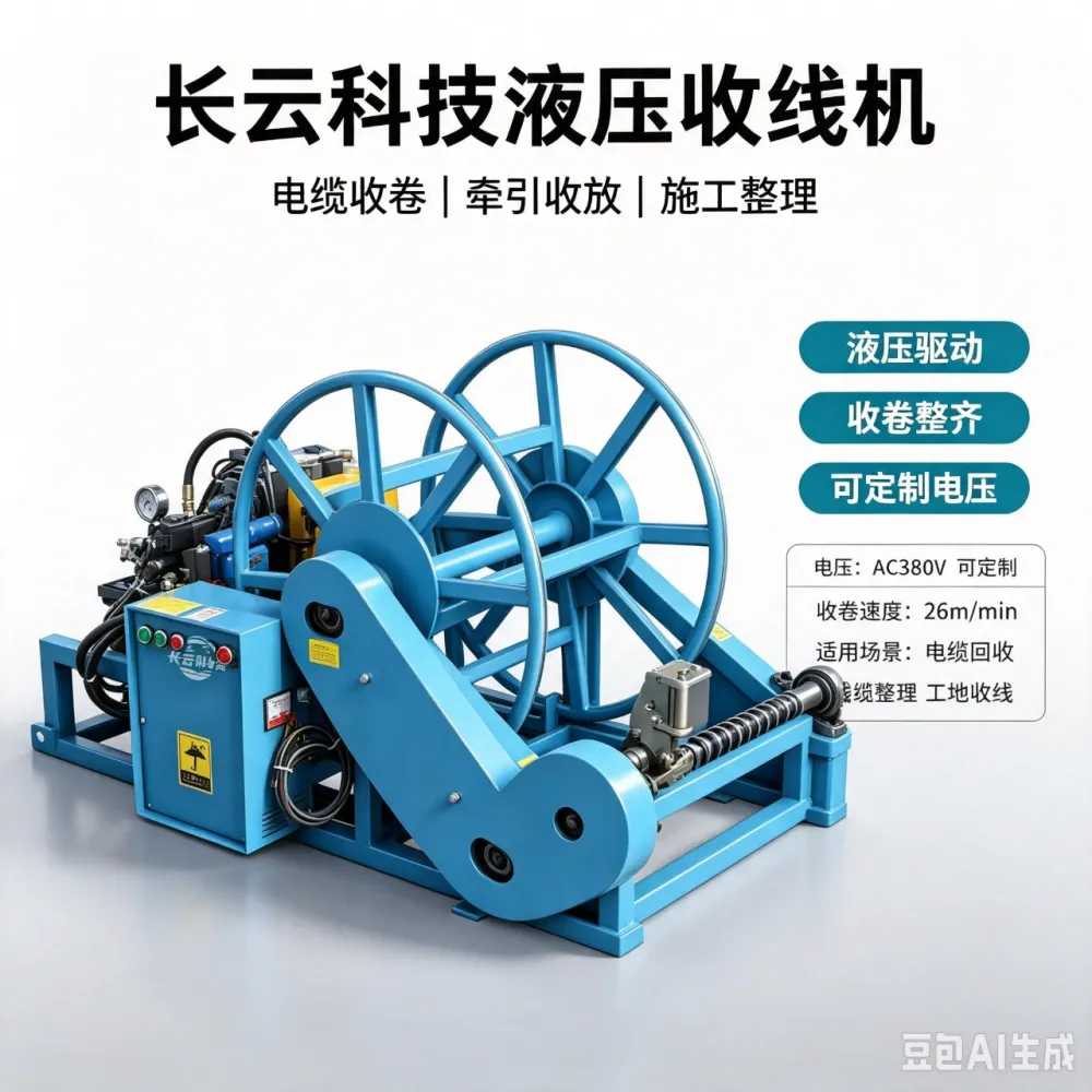 液压收线机收放线自由液压自动电缆收线机钢丝绳配合使用长云科技