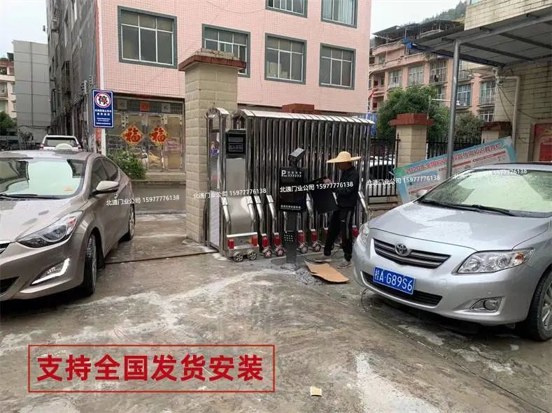 南宁不锈钢伸缩电动伸缩门 铝合金电动伸缩门 整套门成品