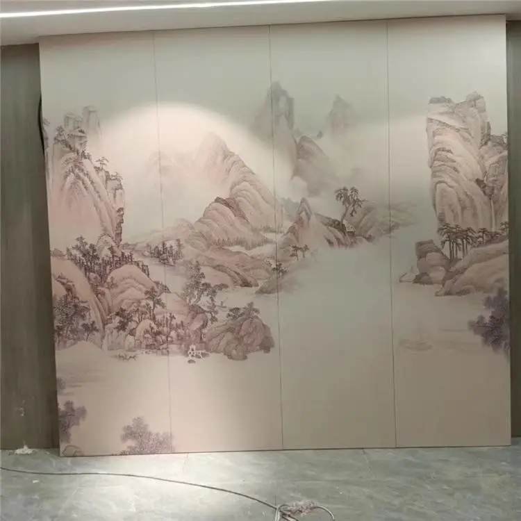 软包背景墙 支持来图定做 新中式轻奢酒店岩板墙 包上门安装