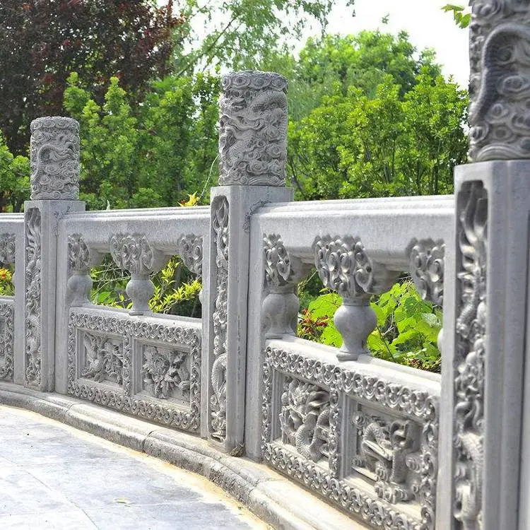 石护栏 青石栏杆 汉白玉浮雕 公园栏杆 耐用防腐蚀 工程报价