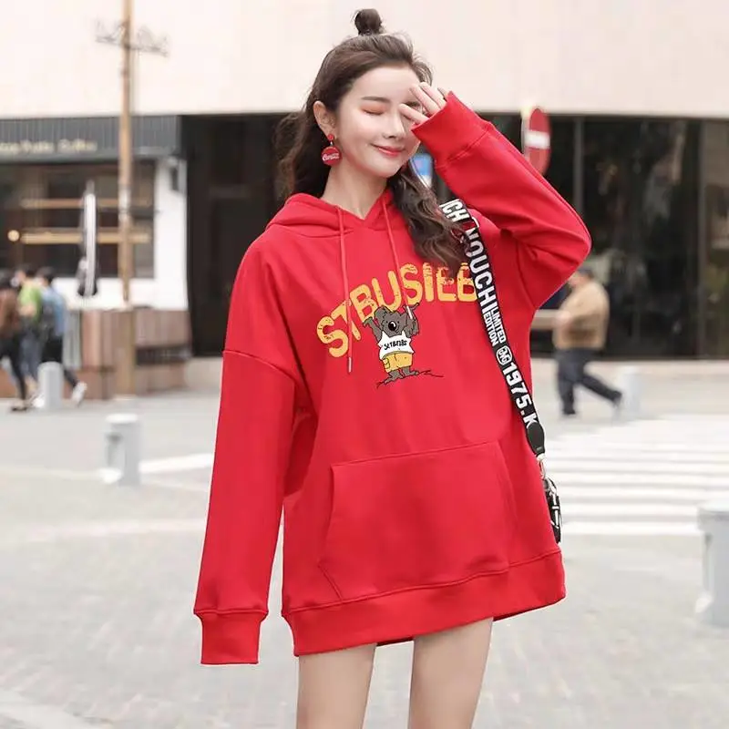 山东德州女冬加绒保暖连帽卫衣绍兴义乌库存短袖T恤套头长袖印花圆领