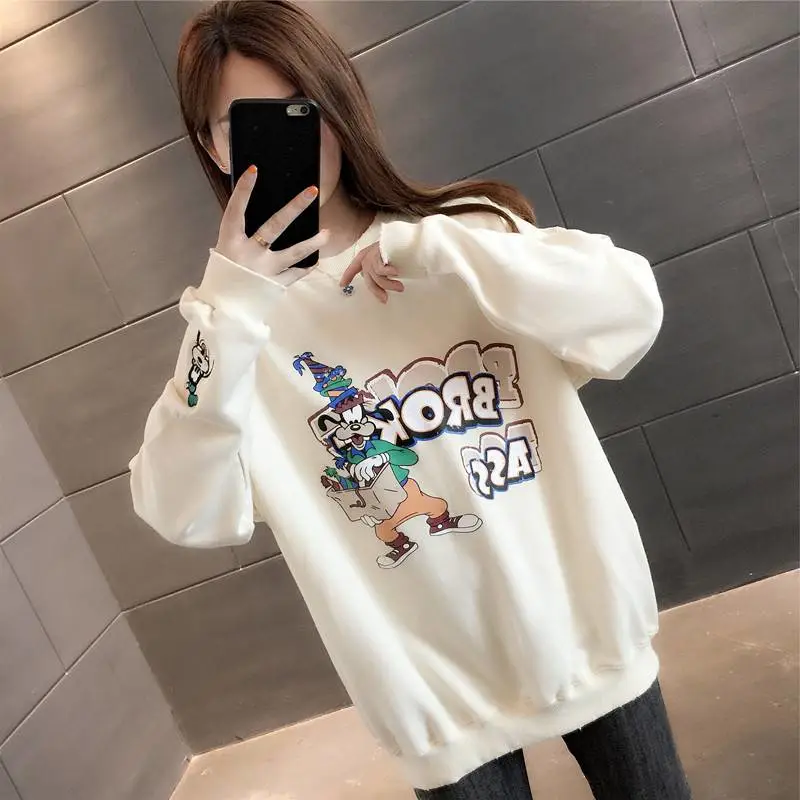 新手批发衣服怎么拿货学院风圆领卫衣女潮ins圆领卫衣地摊批发服装地摊照片