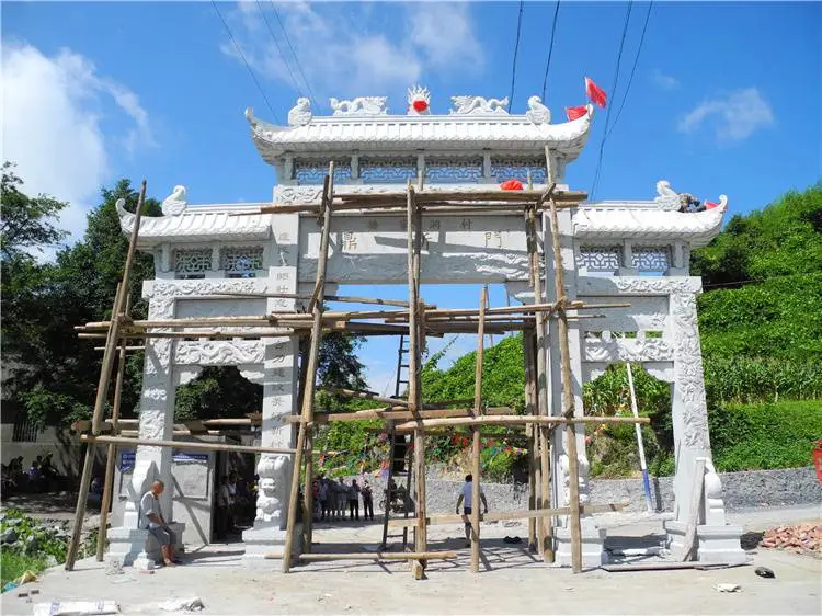 河北秦皇岛农村牌楼简易石牌楼维修嘉祥石雕