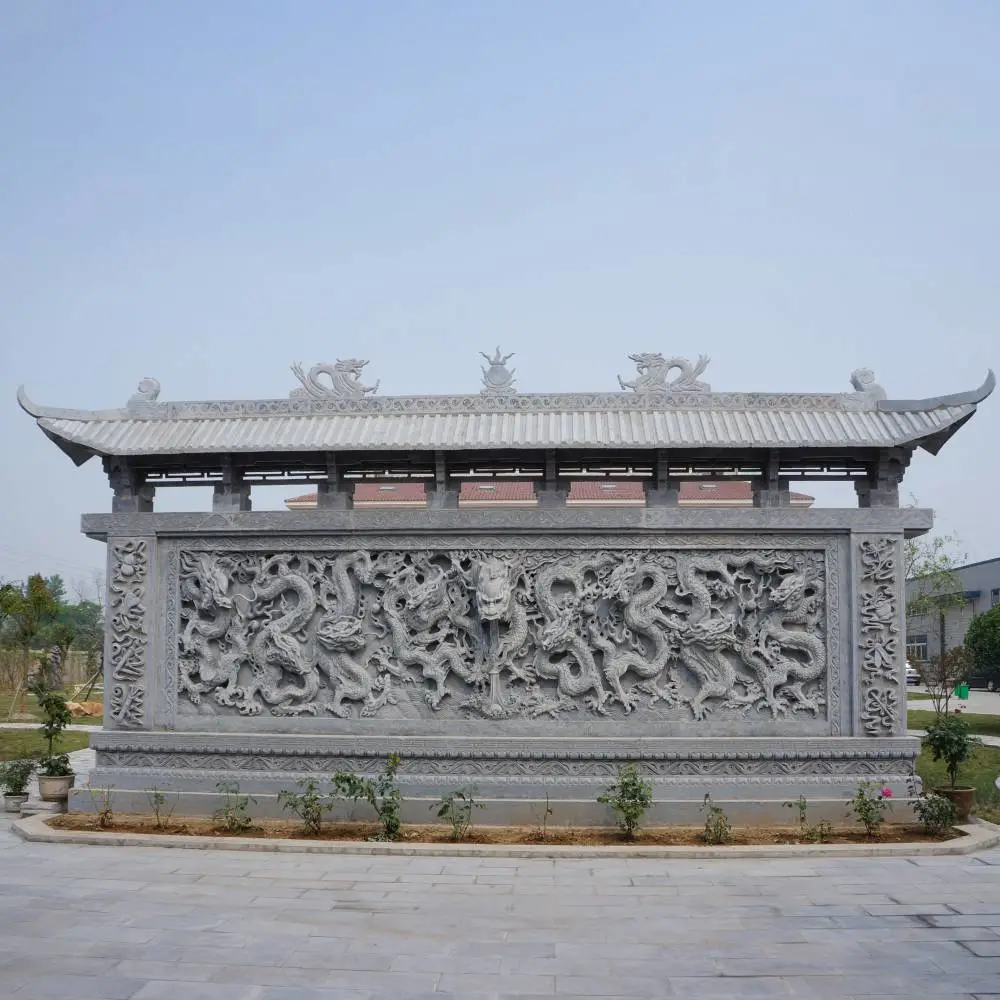 石雕九龙壁 ***用青石九龙壁 大型浮雕壁照 来图定制
