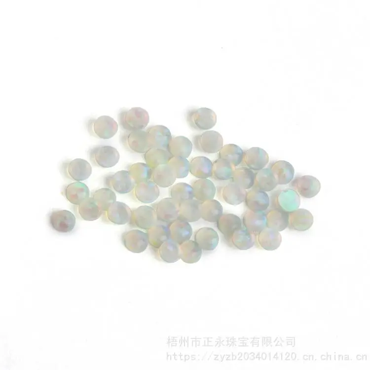 人造合成澳宝裸石 欧泊opal圆形平底卜面穿刺饰品镶嵌配石培植蛋白石
