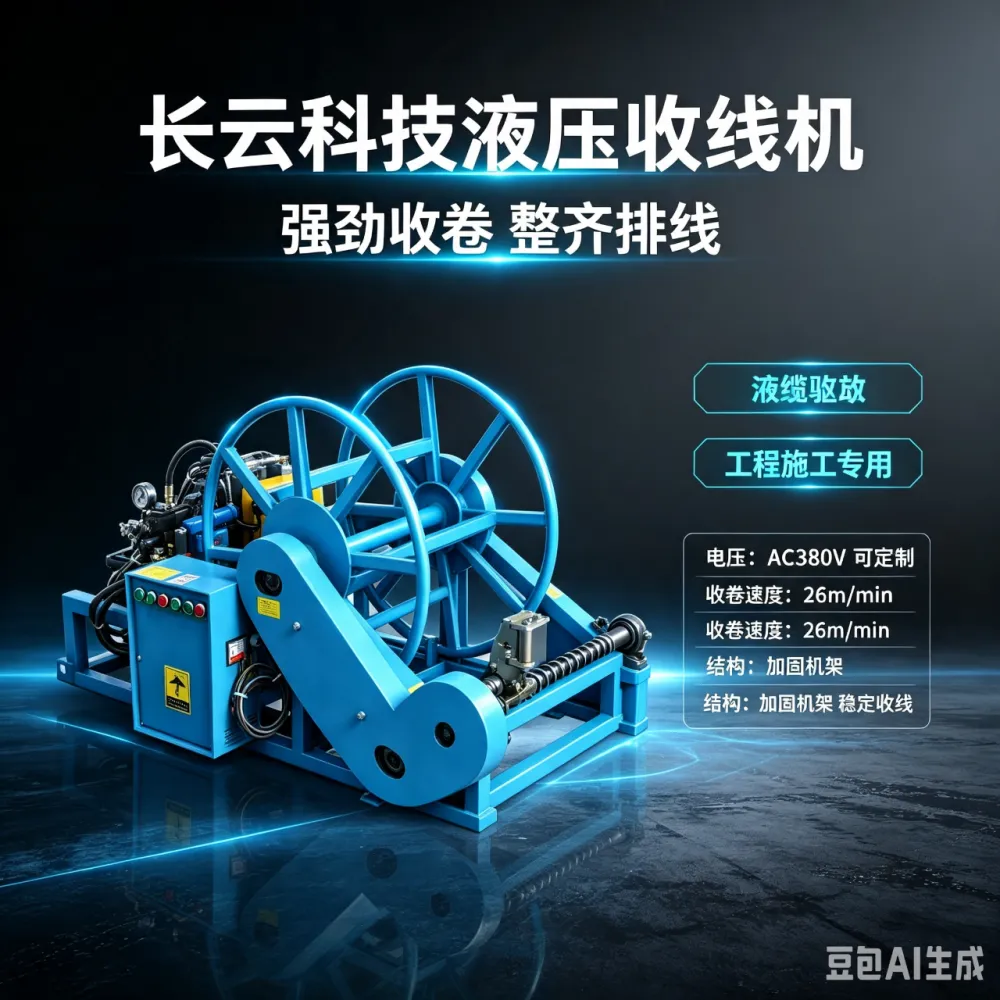 结构坚固电缆收线机钢丝绳配合使用自动液压收线机长云科技