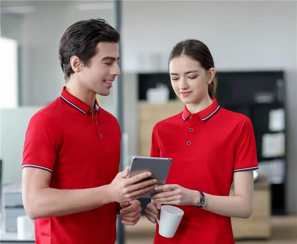 DIY图片定制商务短袖T恤广州polo衫定制工作班服