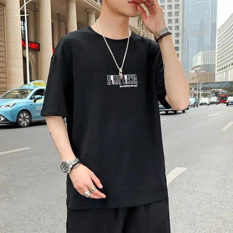 山东莱芜印花大码男生T恤打底衫老郭出口缅甸服装批发外贸男装上衫