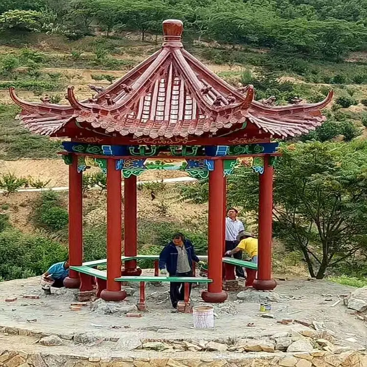 湖南 亭子制作 双层六角亭设计 水泥亭子工厂生产 恒宇森