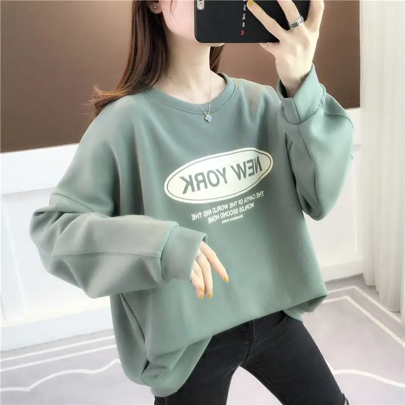 新手批发衣服怎么拿货学院风圆领卫衣女潮ins圆领卫衣地摊批发服装地摊照片