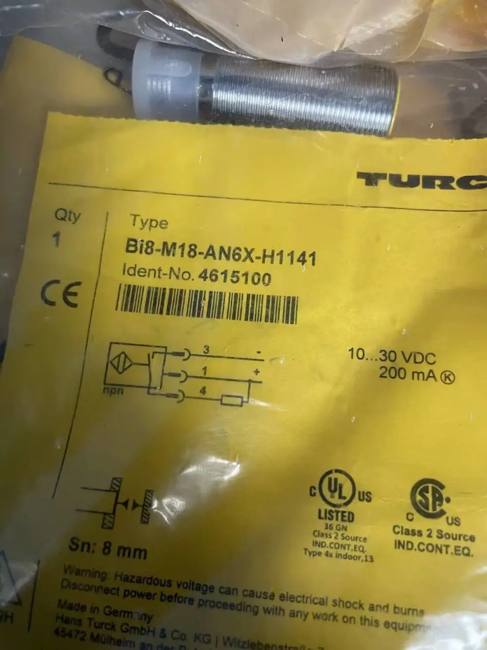 NI8-M12-AP6X-H1141图尔克TURCK大检测距离传感器