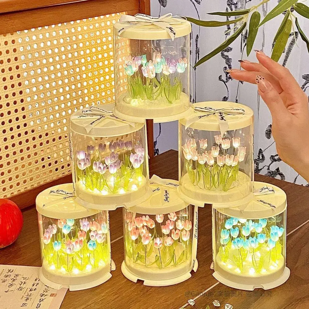 小众仿真郁金香花瓣蛋糕盒创意手工DIY创意夜灯送姐妹