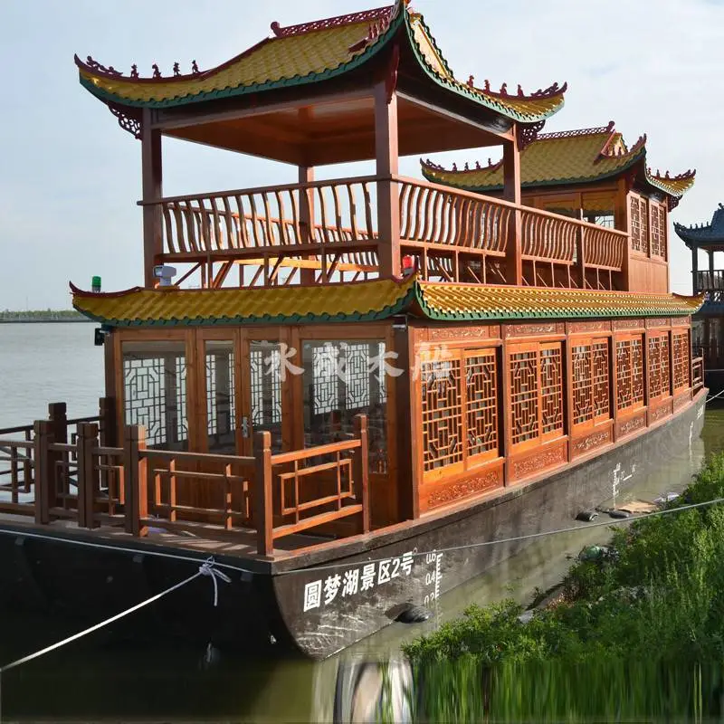 定制景区12米画舫船 湖南益阳豪华单层敞开式游船 水上观光船画舫船