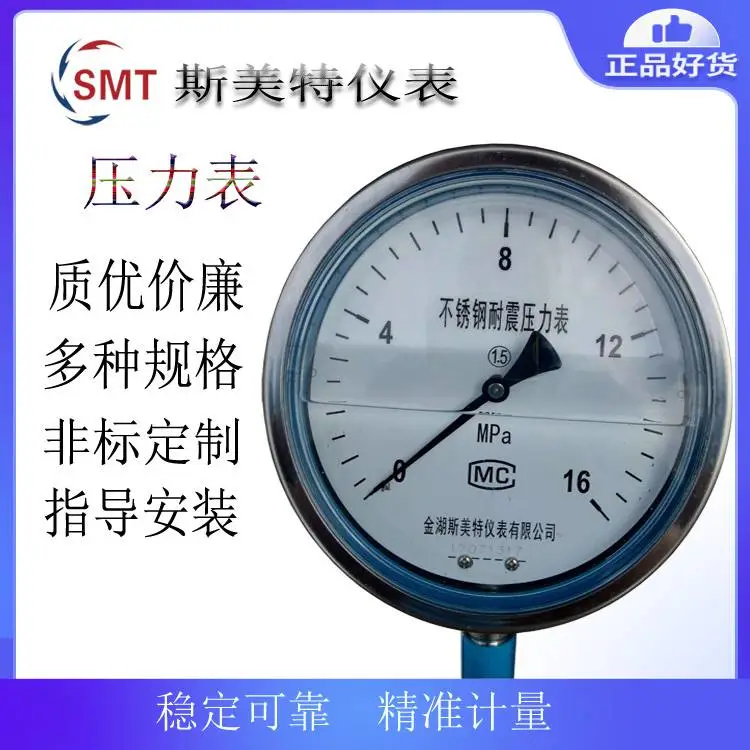 斯美特YTF-100H不锈钢压力表 0～0.6MPa M20x1.5