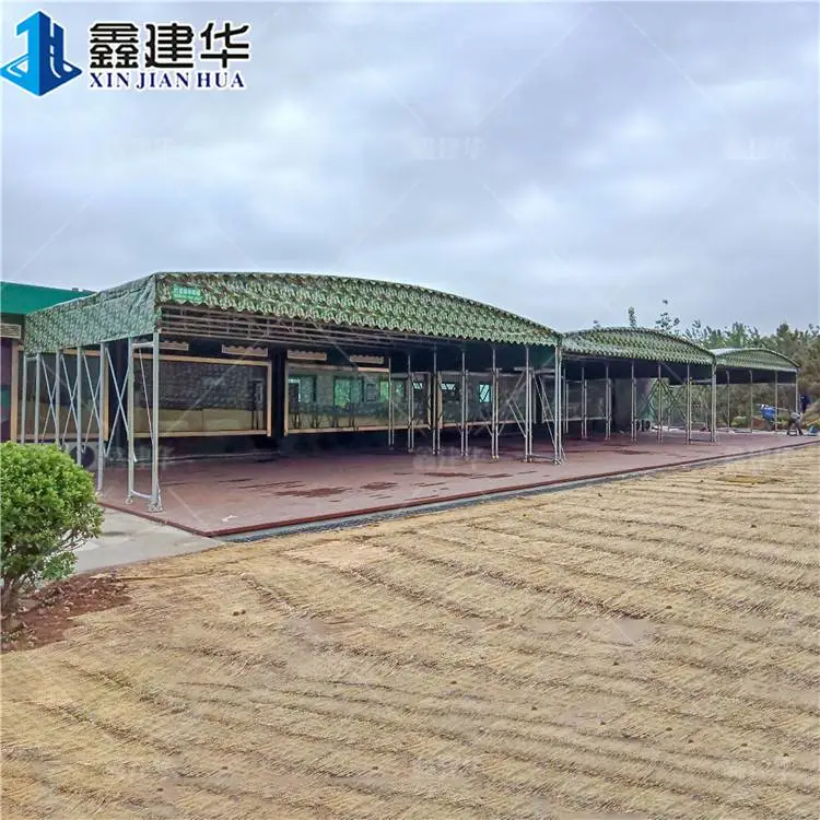 山东潍坊 大型钢结构雨棚 小区推拉停车棚 现场勘查