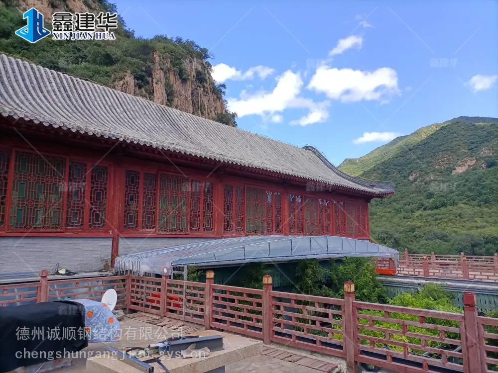 东莞伸缩雨棚伸缩钢架棚遮阳棚可单边排水_推拉棚