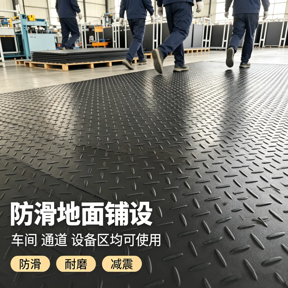 泥泞路面防滑承重铺路垫板 路基板 黑色大小花纹路基板 可移动