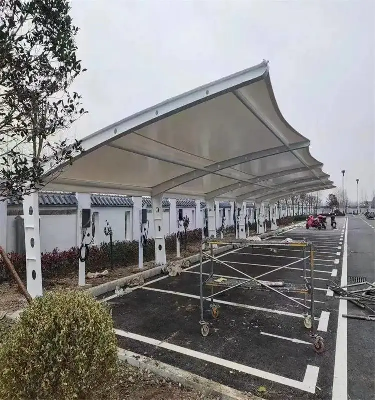 内江小轿车钢结构篷布车棚 充电桩双挑车棚发货安装
