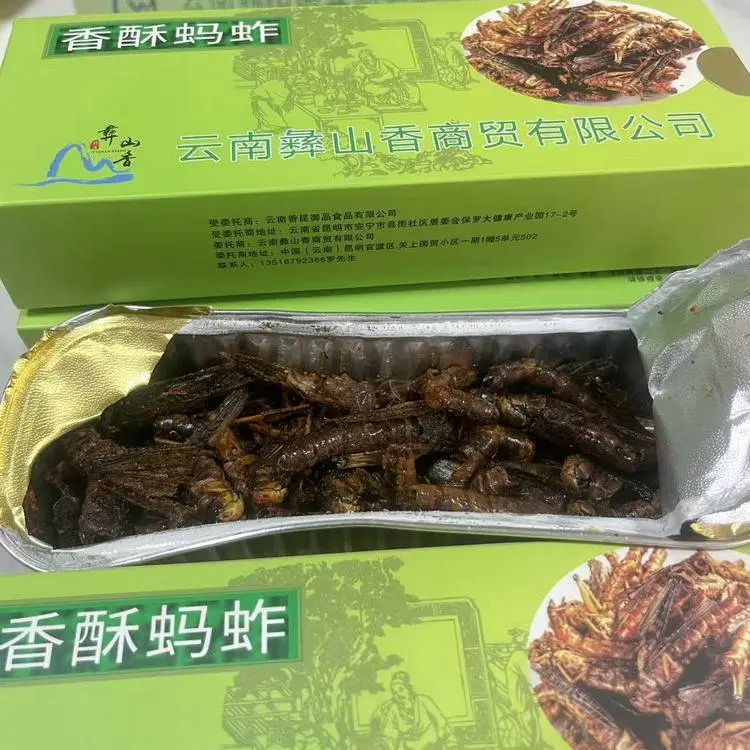 彝山香***香酥蚂蚱油炸开袋即食香酥蚕蛹小吃下饭下酒