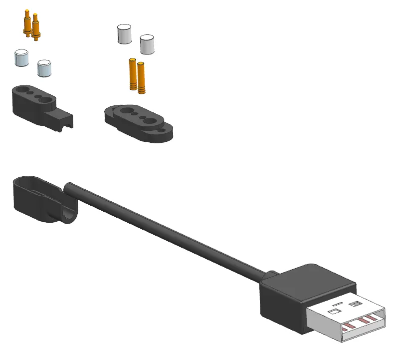 2pin TWS智能蓝牙耳机单头 磁吸数据线 益智玩具SMT 充电探针连接器