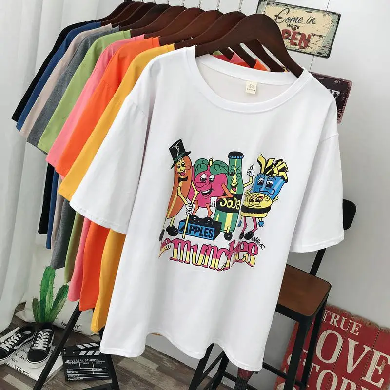 跨境电商尾货货源简约圆领印花打底衫老北京地摊批发服装在哪里