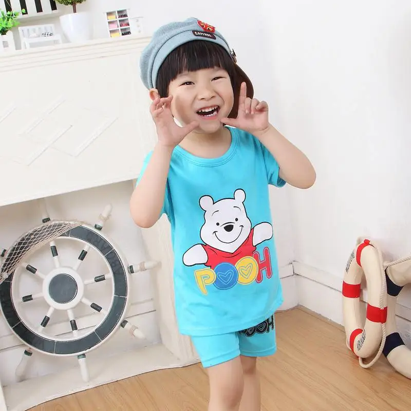 新疆地摊服装***夏季短袖套装卡通可爱儿童套装夏季2020新款一元服装批发