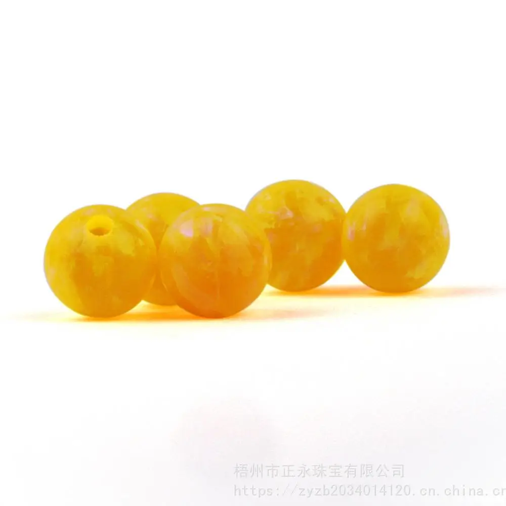 梧州宝石人工欧泊opal佛珠串珠 合成黄澳宝球形ball打孔散珠