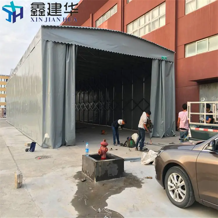 广州天河房顶电动推拉雨棚物流园如何安装步骤