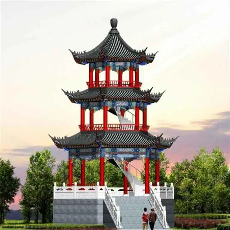 滦平双层古建防腐木凉亭 四角古建凉亭 清秀园林 欢迎选购