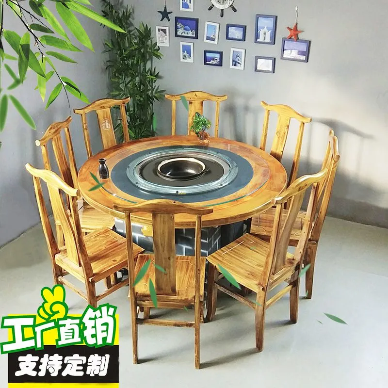 品的定制涮烤一体无烟木炭商用大理石火锅桌韩式铁板烧烤肉汤锅火锅烧烤桌