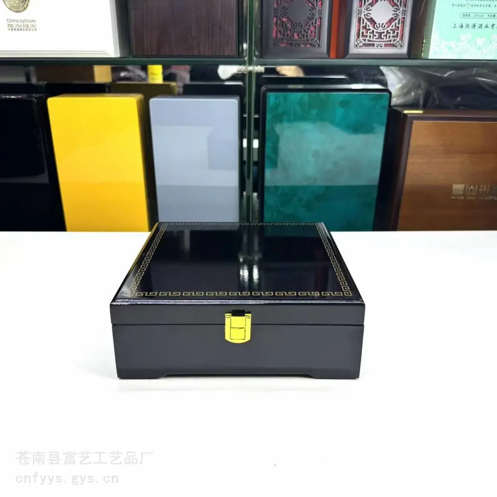 沉香木盒 礼品盒定做 中药丸木盒包装 黑色烤漆木盒龙港木盒厂