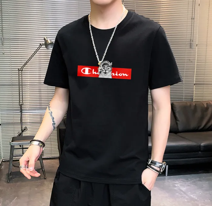 山东莱芜印花大码男生T恤打底衫老郭出口缅甸服装批发外贸男装上衫