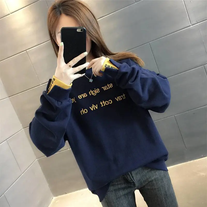 摆地摊卖衣服怎么吸引人加绒印花宽松外套女潮超火新款秋季圆领卫衣10元衣服批发货源