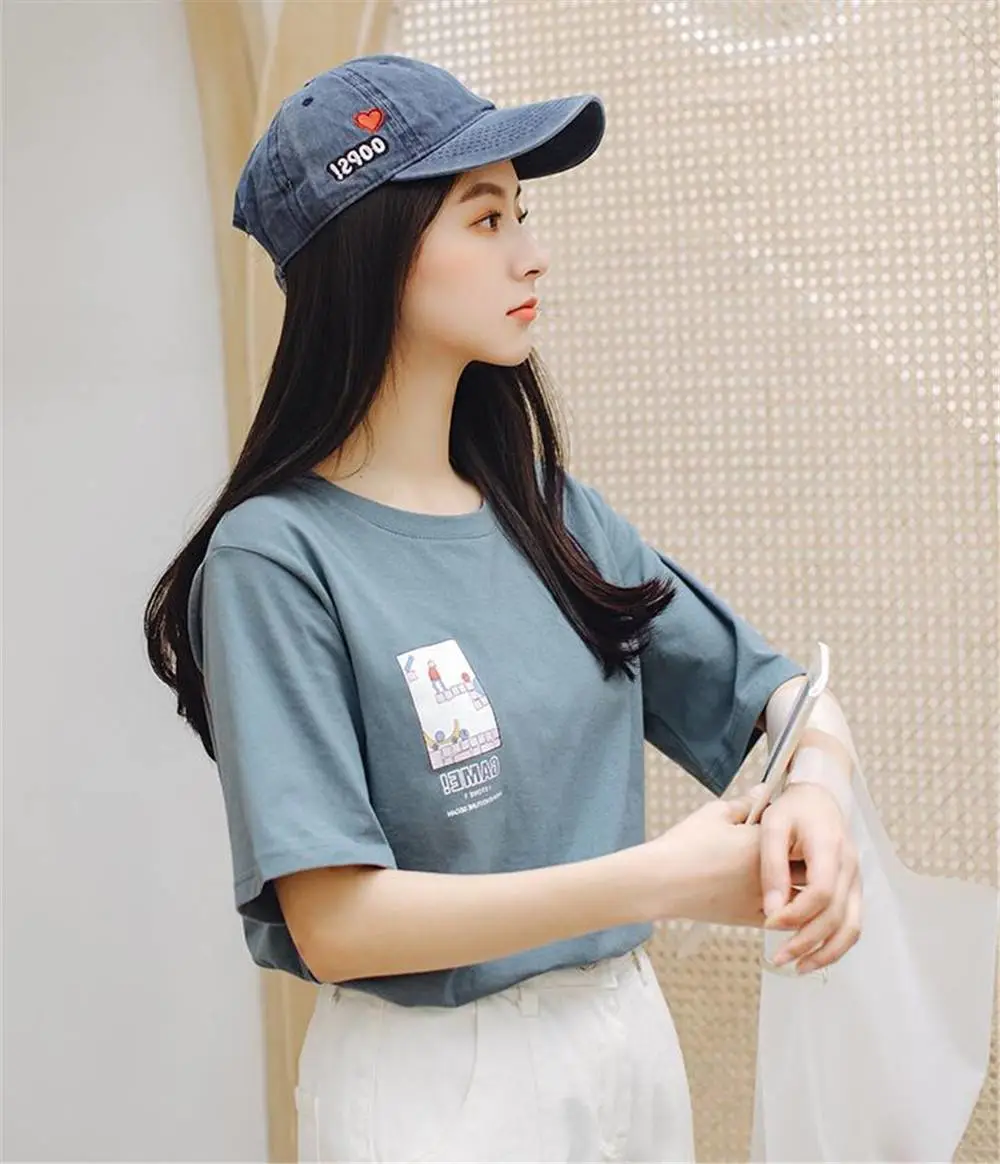 广东潮州***破坏王短袖女上衣上海七浦路服装批发市场T恤女短袖宽松简约
