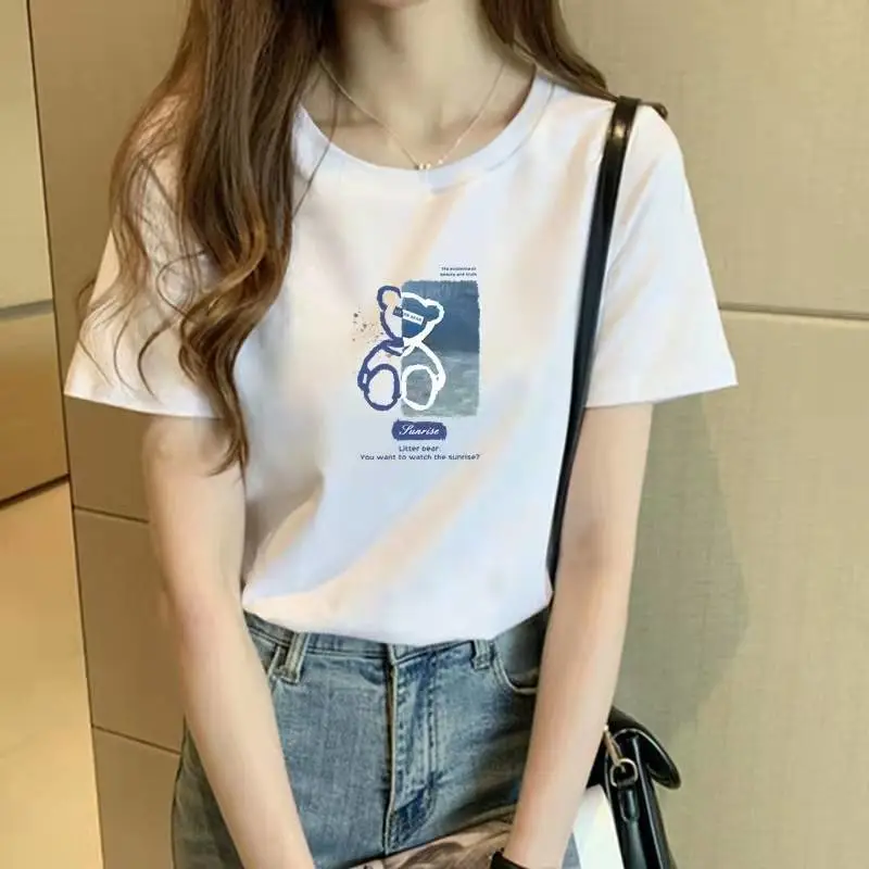 温州平阳学生夏季新款打底衫韩版白色短袖T恤圆领T恤货源