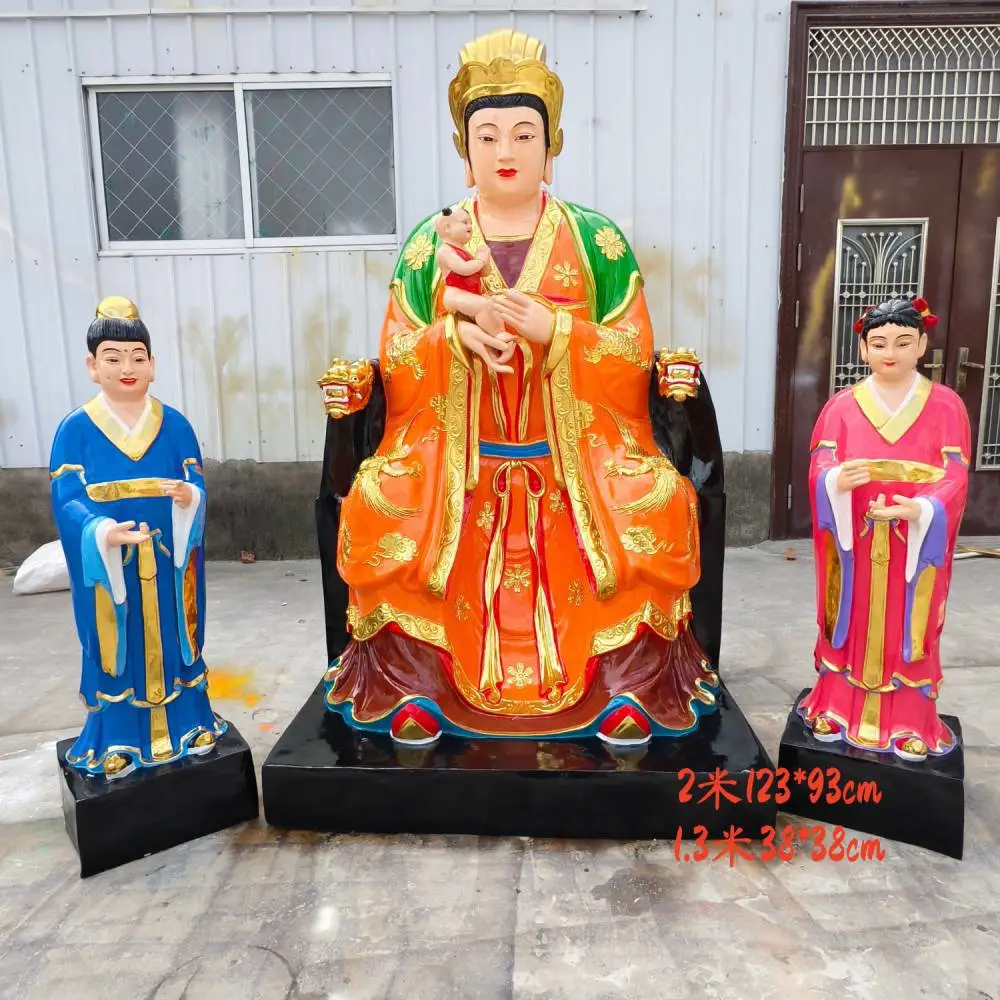 碧霞元君 三家奶奶神像 带凤冠三霄娘娘佛像 泰山奶奶三姐妹塑像