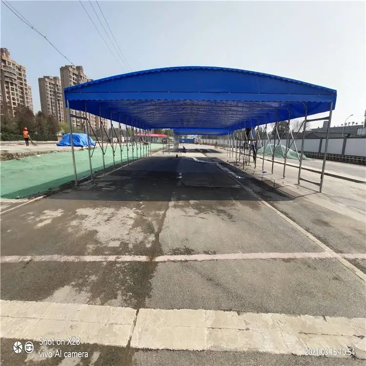 宿迁沭阳 移动遮雨棚 电动伸缩式雨棚 超大跨度可做