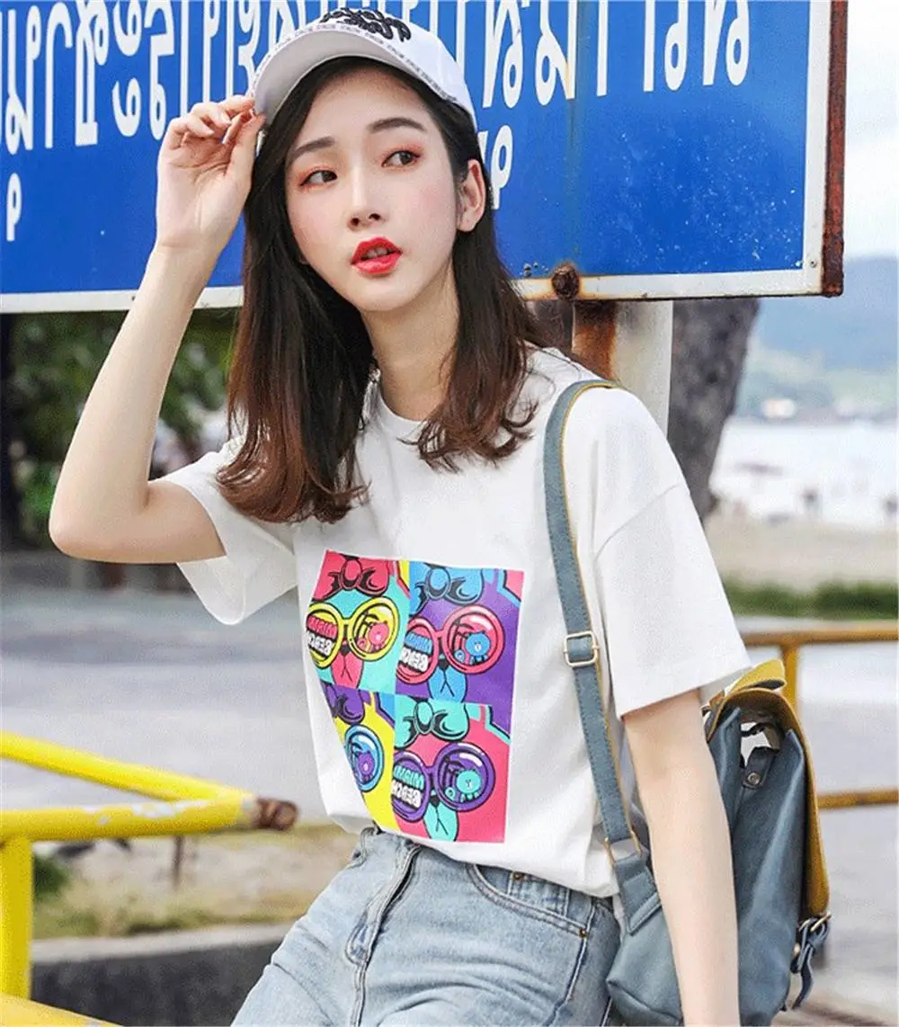 广东潮州***破坏王短袖女上衣上海七浦路服装批发市场T恤女短袖宽松简约