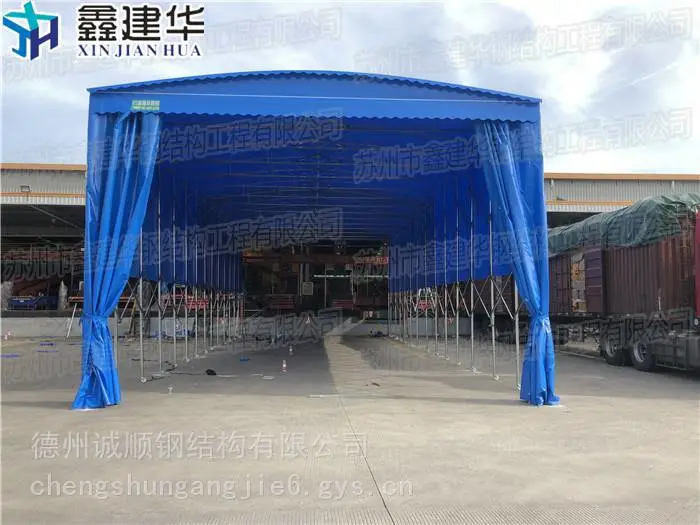 广东电动雨棚推拉雨蓬仓储堆货雨棚生产厂家